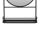Feno Decorative Wall Mirror 28 Inch Round Black Metal Frame w Rack BM331363
