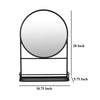 Feno Decorative Wall Mirror 28 Inch Round Black Metal Frame w Rack BM331363