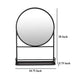 Feno Decorative Wall Mirror 28 Inch Round Black Metal Frame w Rack BM331363