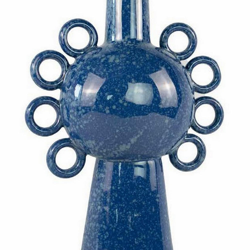Kary Flower Vase Unique 3D Aesthetic Narrow 23 Inch Blue Ceramic
