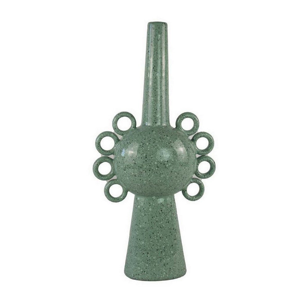 Kary Flower Vase Unique 3D Look Narrow 23 Inch Sage Green Ceramic