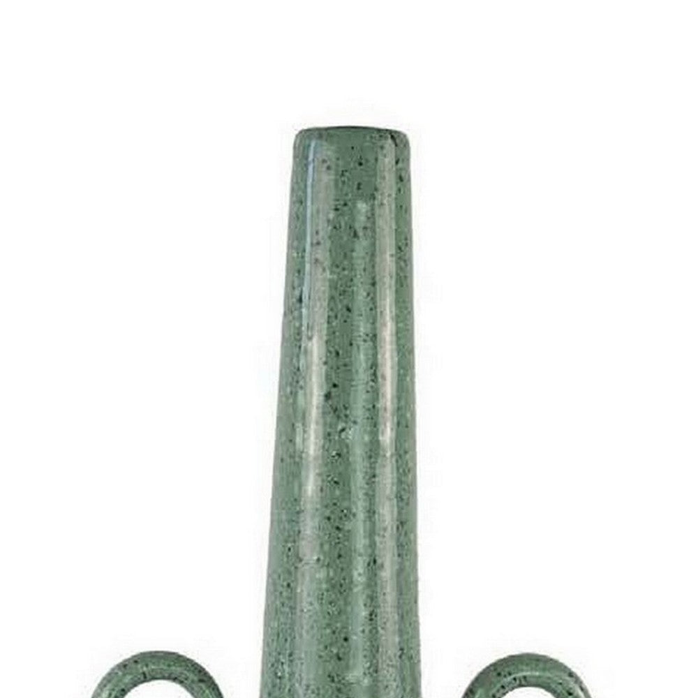 Kary Flower Vase Unique 3D Look Narrow 23 Inch Sage Green Ceramic