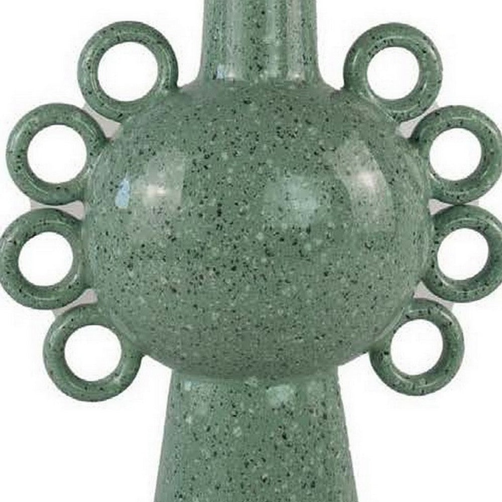 Kary Flower Vase Unique 3D Look Narrow 23 Inch Sage Green Ceramic