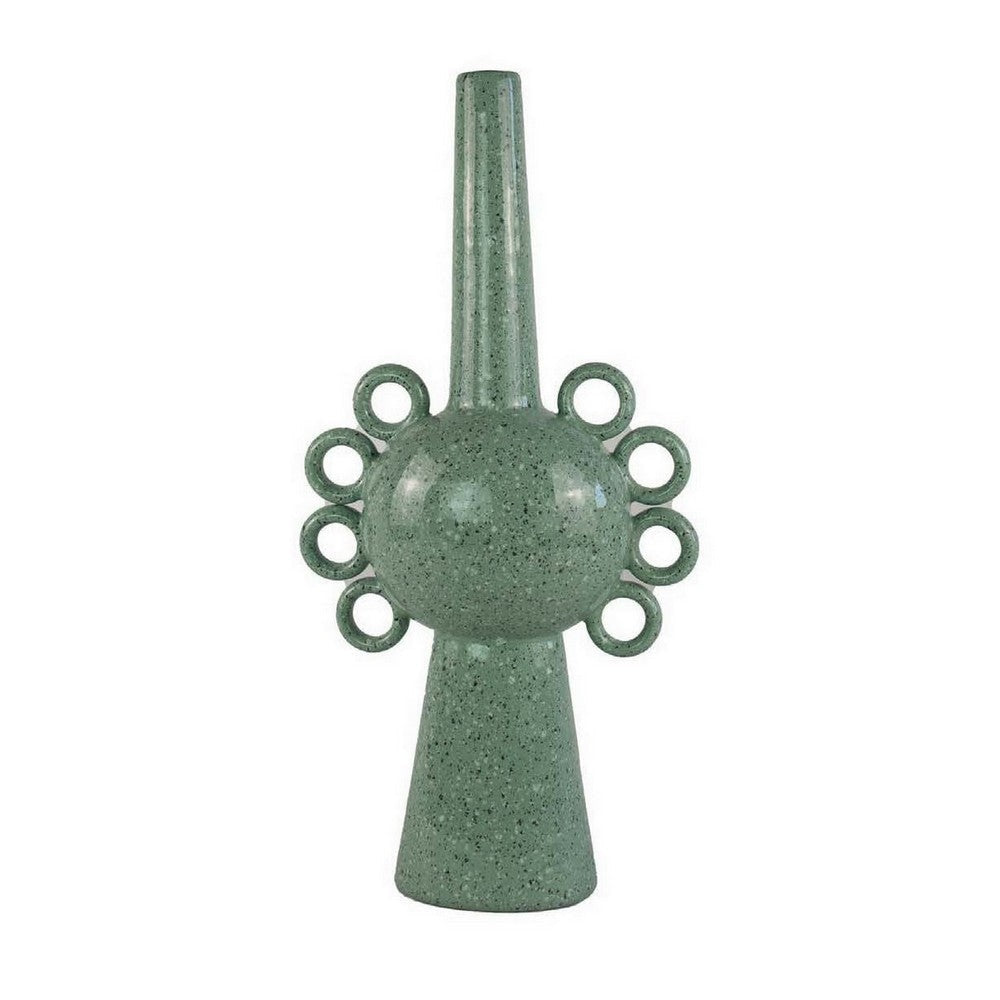 Kary Flower Vase, Unique 3D Look, Narrow 23 Inch Sage Green Ceramic