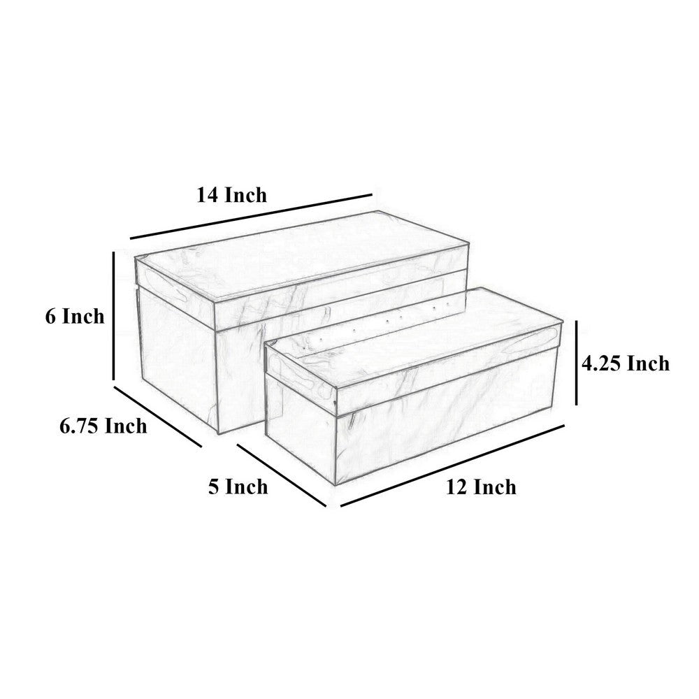 Dory Decorative Box Set of 2 Green Blue Faux Marble Accent Glass