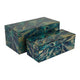 Dory Decorative Box Set of 2, Green Blue Faux Marble Accent Glass