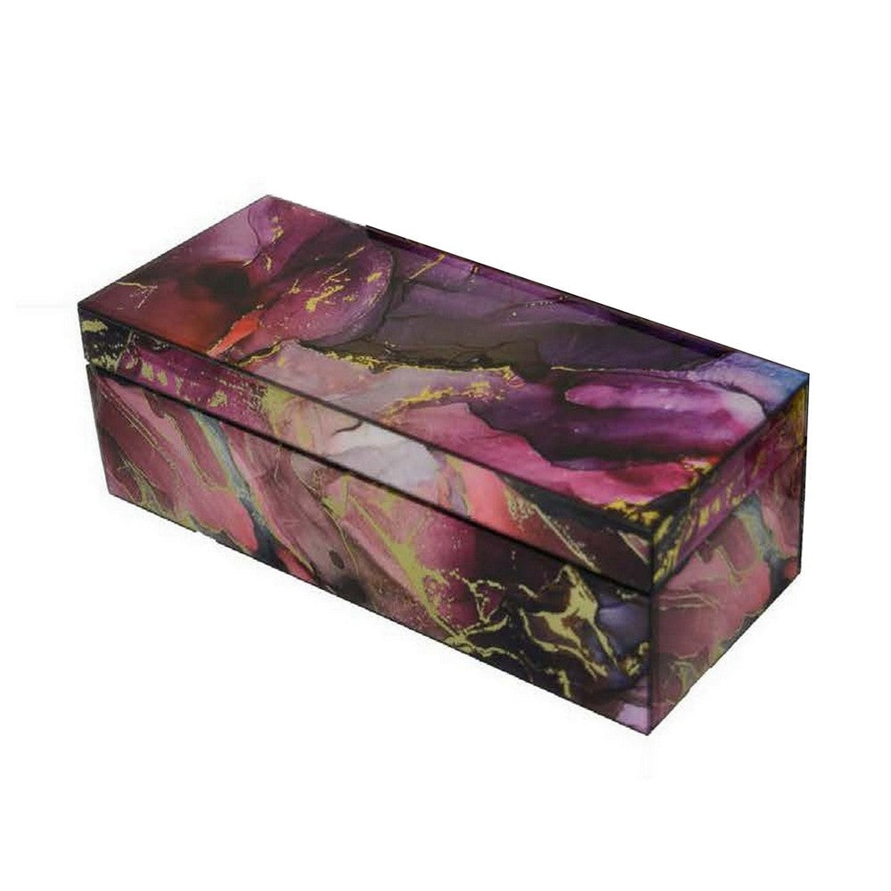 Dory Decorative Box Set of 2 Pink Gold Faux Agate Stone Accent Glass