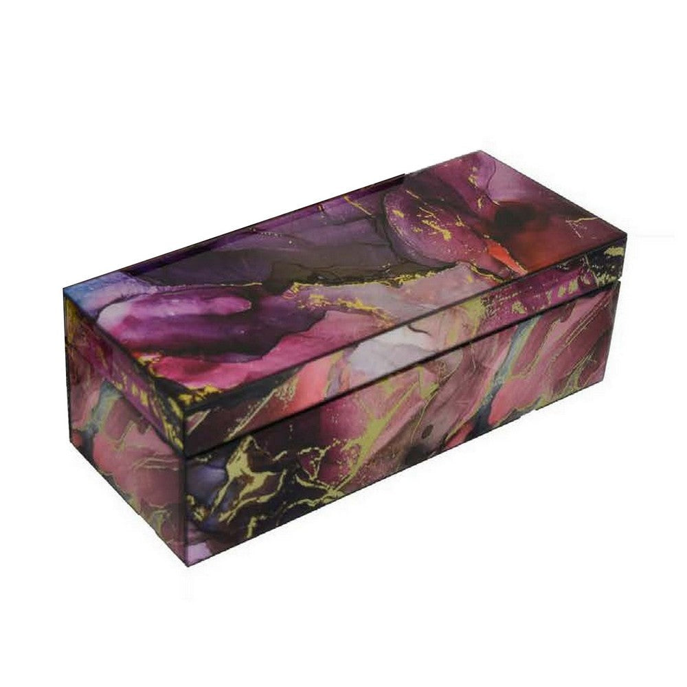 Dory Decorative Box Set of 2 Pink Gold Faux Agate Stone Accent Glass