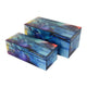 Dory Decorative Box Set of 2 Blue Gold Faux Agate Stone Accent Glass