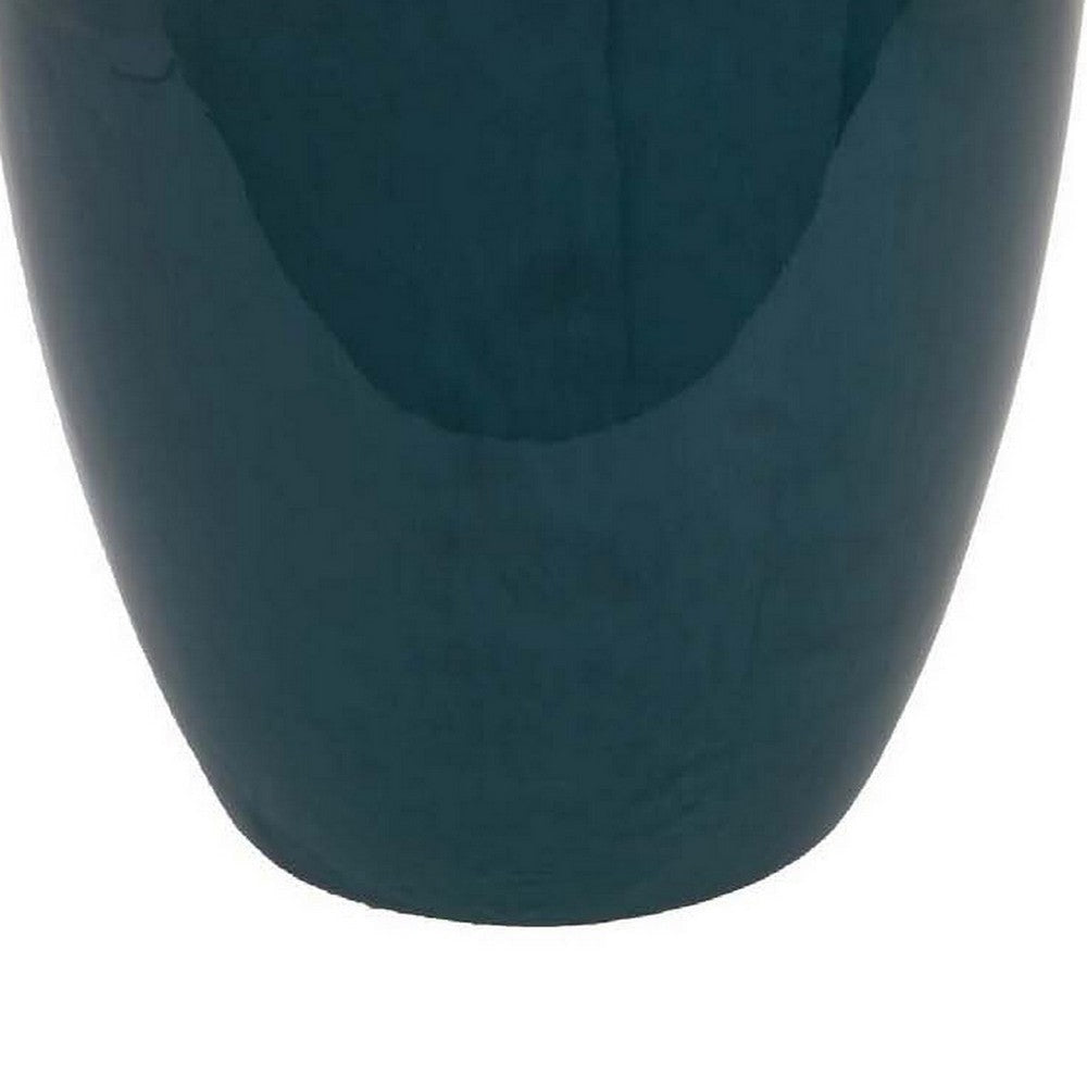 Decorative Jar 19 Inch Teal Green Ceramic Body Lid with Storage BM331392