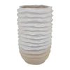 Accent Planter Abstract Wave Coastal Design 22 Inch White Ceramic BM331395