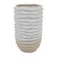 Accent Planter Abstract Wave Coastal Design 22 Inch White Ceramic BM331395