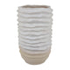 Accent Planter, Abstract Wave Coastal  Design, 22 Inch White Ceramic