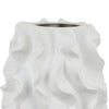 Decorative Vase White Ceramic Textured 19 Inch Curved Wave Design BM331396