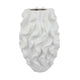 Decorative Vase, White Ceramic, Textured 19 Inch Curved Wave Design