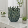 Esen Decorative Vase, Abstract Wave Design, 14 Inch Green Ceramic