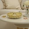 Zoma Accent Bowl, 16 Inch Raised Rounded Edges, Gold Ceramic Body