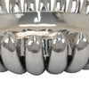 Zoma Accent Bowl 16 Inch Raised Rounded Edges Silver Ceramic Body