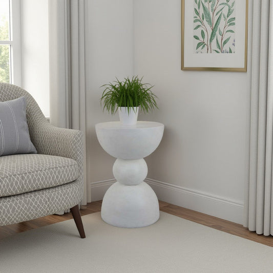 Accent Plant Stand table, 20 Inch Hourglass Design Classic White Resin