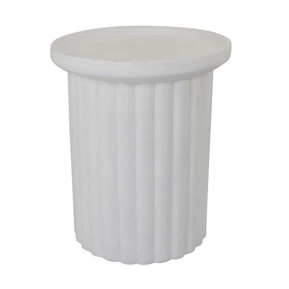 Accent Plant Stand Table 21 Inch White Resin Spacious Round Top BM331408