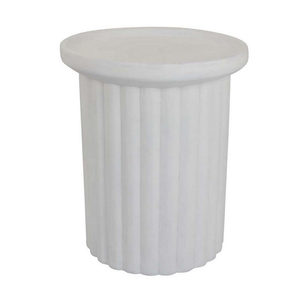 Accent Plant Stand Table, 21 Inch White Resin, Spacious Round Top