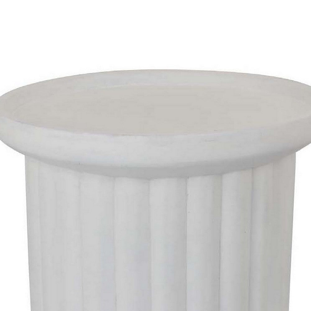 Accent Plant Stand Table 21 Inch White Resin Spacious Round Top BM331408
