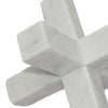 Tabletop Accent Decor 9 Inch Geometric Cross Design White Marble BM331409