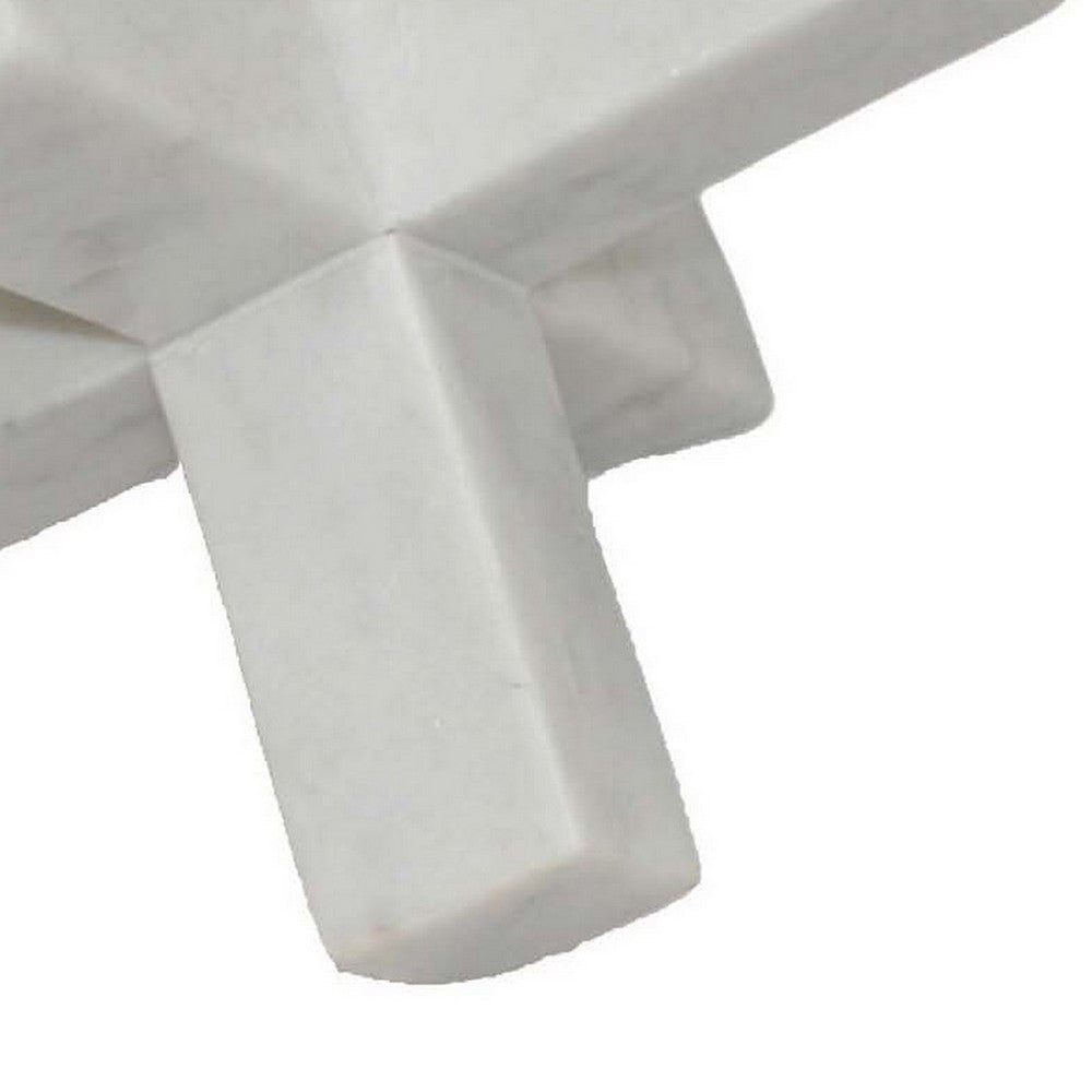 Tabletop Accent Decor 9 Inch Geometric Cross Design White Marble BM331409