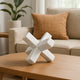 Tabletop Accent Decor, 9 Inch Geometric Cross Design, White Marble