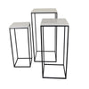 Plant Stand Table Set of 3 Black Metal Square White Marble Top BM331411