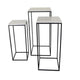Plant Stand Table Set of 3 Black Metal Square White Marble Top BM331411