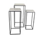 Plant Stand Table Set of 3, Black Metal, Square White Marble Top