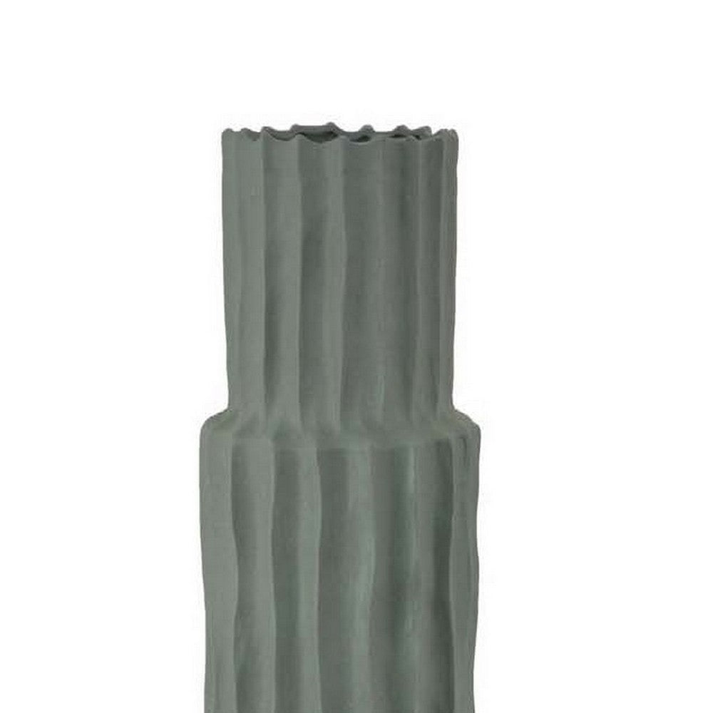 Decorative Accent Vase Sleek Cactus Design 30 Inch Green Ceramic
