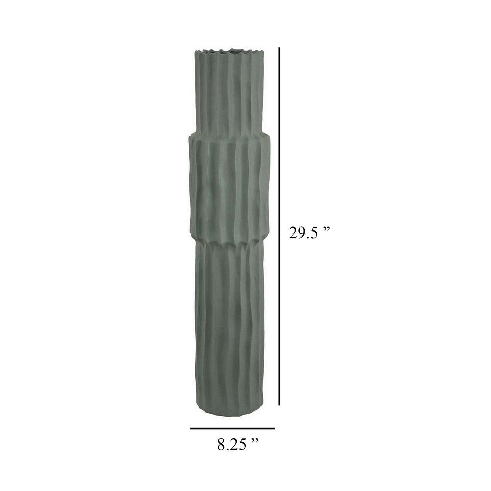 Decorative Accent Vase Sleek Cactus Design 30 Inch Green Ceramic