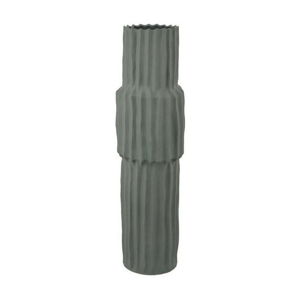 Decorative Accent Vase Sleek Cactus Design 36 Inch Green Ceramic