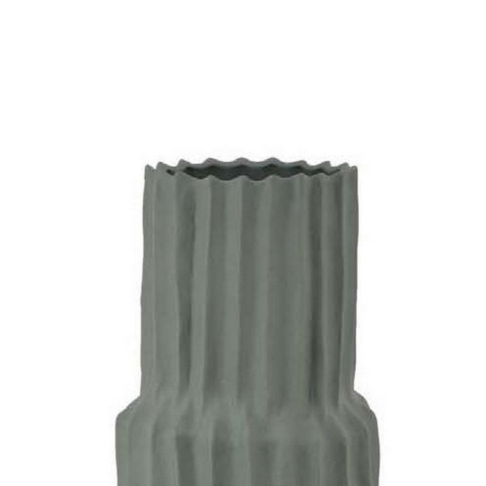 Decorative Accent Vase Sleek Cactus Design 36 Inch Green Ceramic