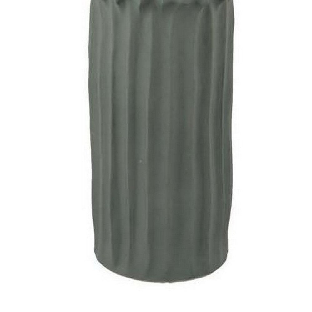 Decorative Accent Vase Sleek Cactus Design 36 Inch Green Ceramic