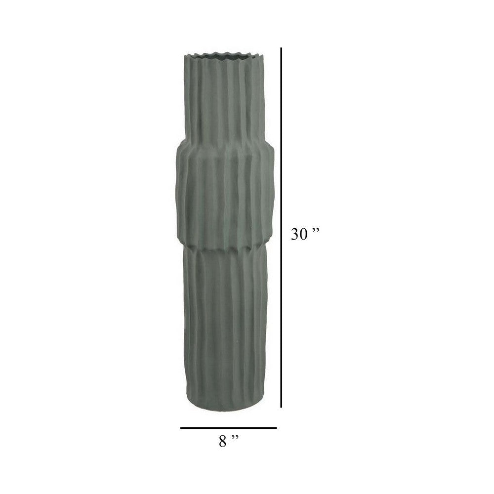 Decorative Accent Vase Sleek Cactus Design 36 Inch Green Ceramic