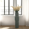 Decorative Accent Vase, Sleek Cactus Design, 36 Inch Green Ceramic