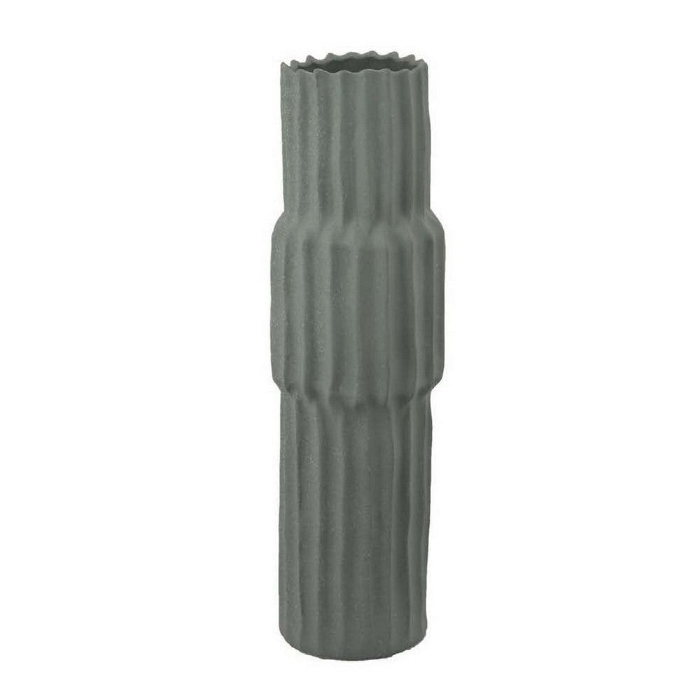 Decorative Accent Vase Sleek Cactus Design 24 Inch Green Ceramic