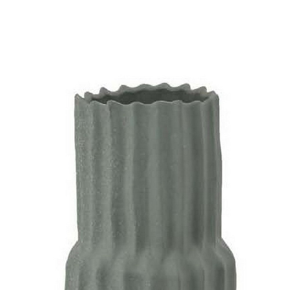 Decorative Accent Vase Sleek Cactus Design 24 Inch Green Ceramic