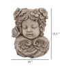Accent Planter 13 Inch Face Design Floral Details Beige Terracotta BM331416