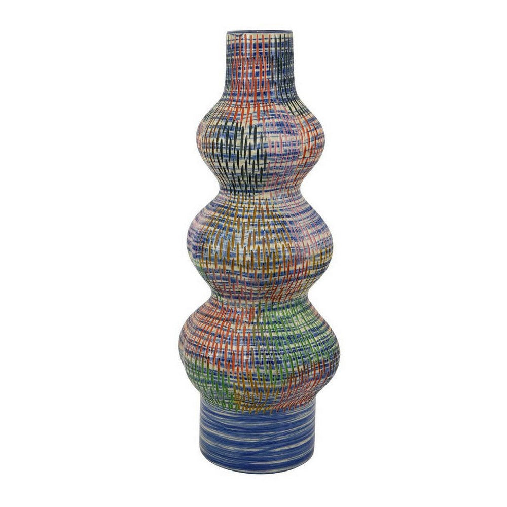 Decorative Accent Vase 3 Rounded Accents 22 Inch Multicolor Ceramic BM331417