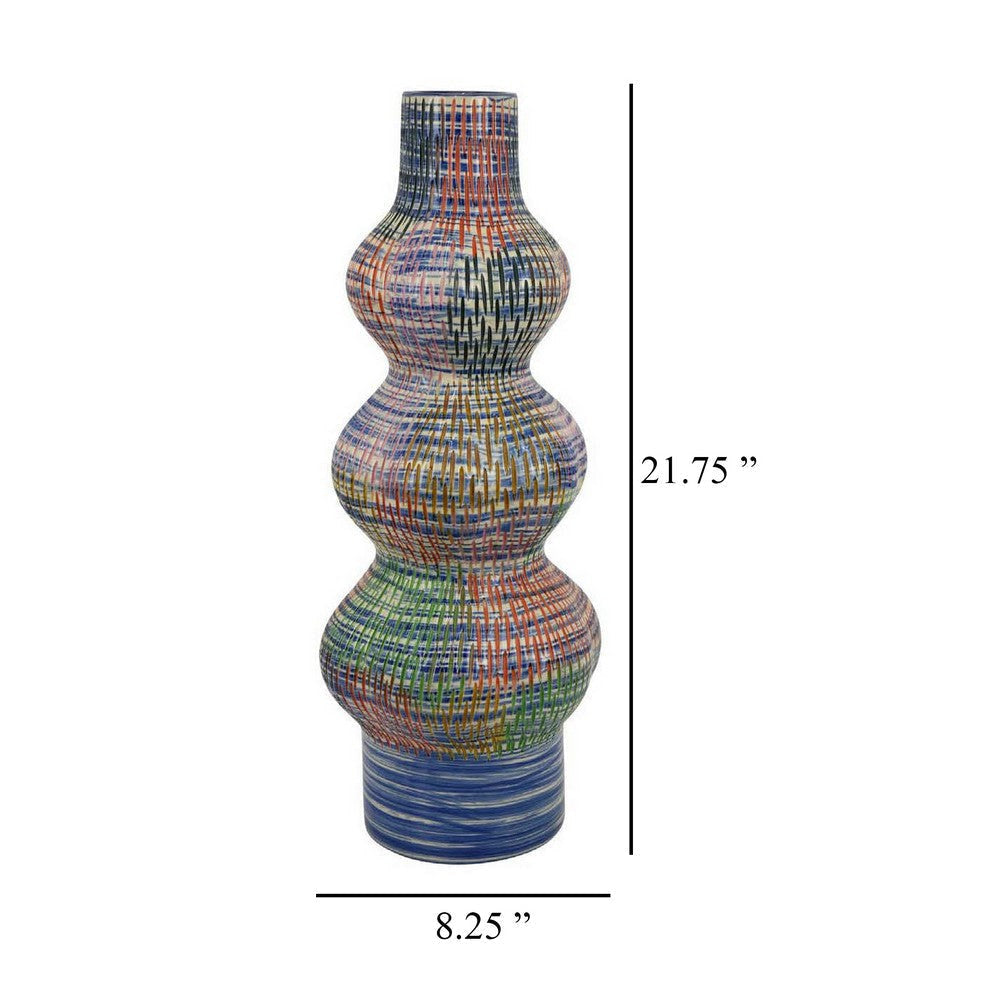 Decorative Accent Vase 3 Rounded Accents 22 Inch Multicolor Ceramic BM331417