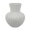 Decorative Vase 14 Inch White Ceramic Body Vertical Ribbed Pattern BM331418