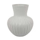 Decorative Vase 14 Inch White Ceramic Body Vertical Ribbed Pattern BM331418