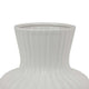 Decorative Vase 14 Inch White Ceramic Body Vertical Ribbed Pattern BM331418