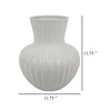 Decorative Vase 14 Inch White Ceramic Body Vertical Ribbed Pattern BM331418