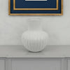 Decorative Vase, 14 Inch White Ceramic Body, Vertical Ribbed Pattern