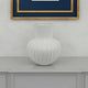 Decorative Vase, 14 Inch White Ceramic Body, Vertical Ribbed Pattern